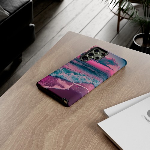 For iPhone | Samsung Galaxy | Pixel Phone Case - Pink Tranquil Beach Waves Neon - 第 127/191 張圖片