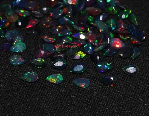 Blue Oval Natural Black Ethiopian Fire Opal Loose Gemstone, Size: Free Blue Oval Natural Black Ethiopian Fire Opal Loose Gemstone, Size: Free