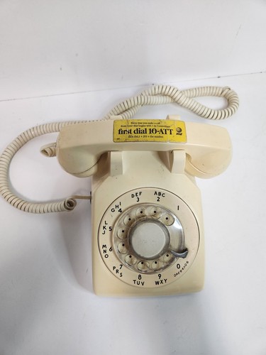 Western Electric Vintage Cradle Telephone Rotary Dial Cream Color Desk - Picture 4 of 10