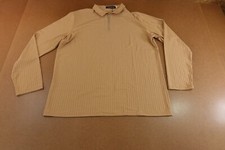HHGKED Mens Size XL FITTED Brown Rib Knit Long Sleeve 1/4 Zip Polo Shirt NWT