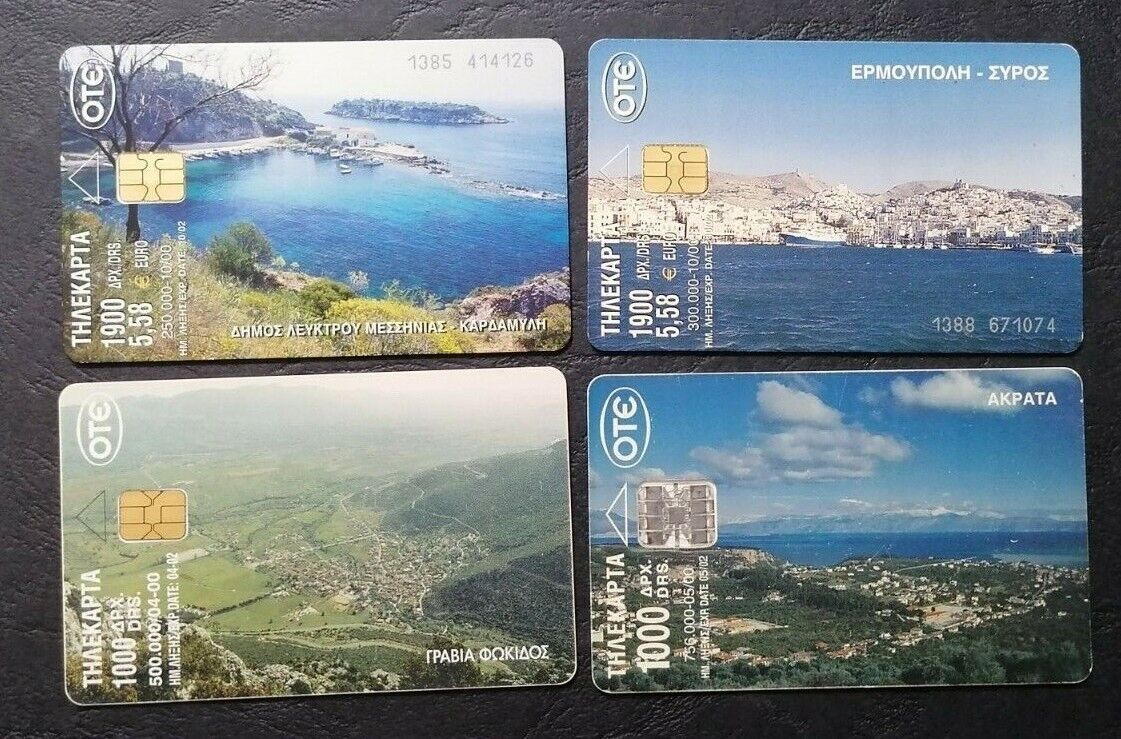  GREECE 2000 lot of  4  PHONE CARDS  USED  OTE 