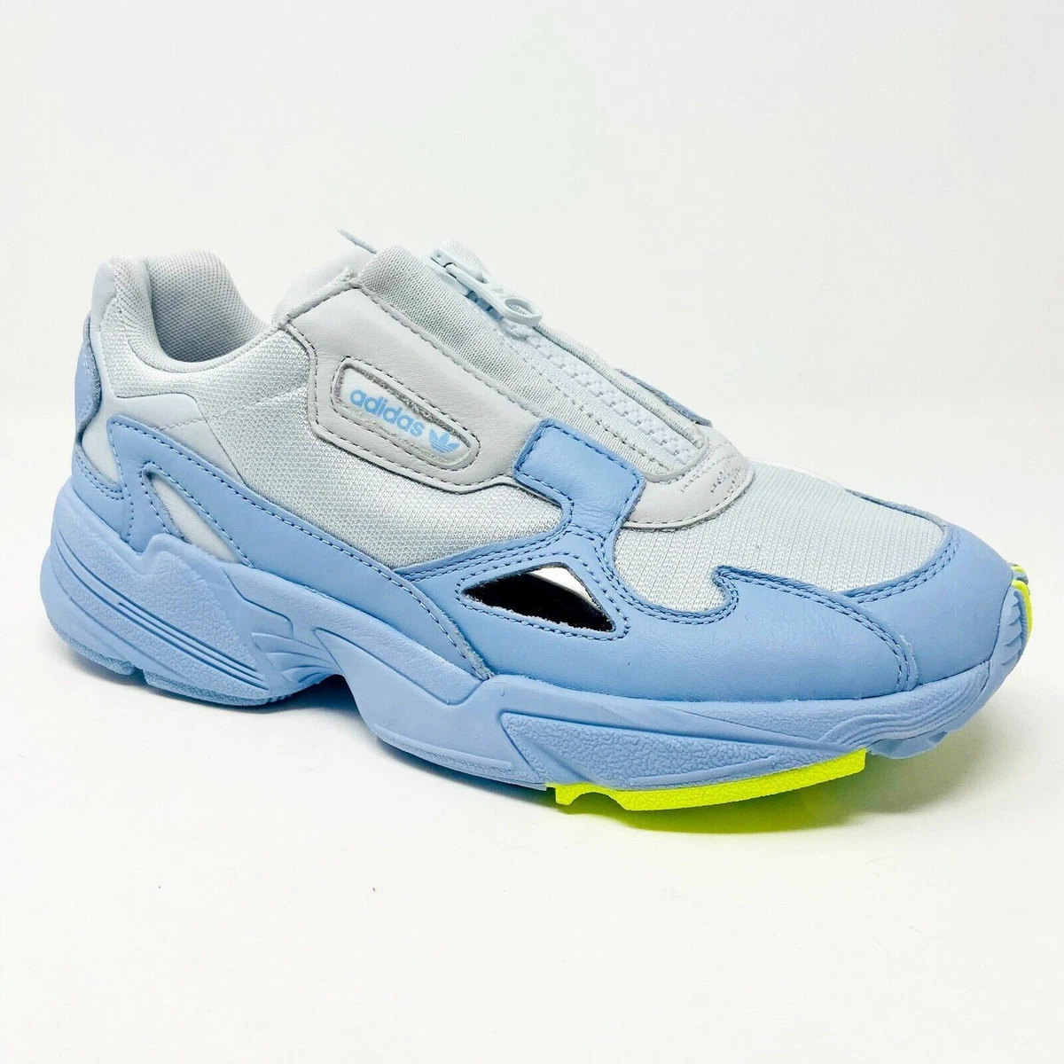 Adidas Originals Falcon Zip Glow Blue Grey Neon Womens Running Trainers EF1969