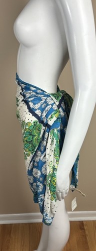 FREE PEOPLE PLAYA Blue + Green Floral SARONG Swim Coverup + Bag 66" NWOT $59 - Picture 7 of 8