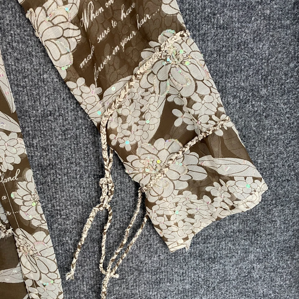 Letarte Top 女式 L 手工花卉亮片掩盖 Popover Fairycore 90 年代 Y2K — 第 3/4 张图片