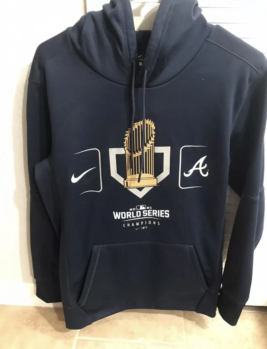 Atlanta Braves World Series 2021 Champs Trophy Nike Dri Fit Hoodie Small