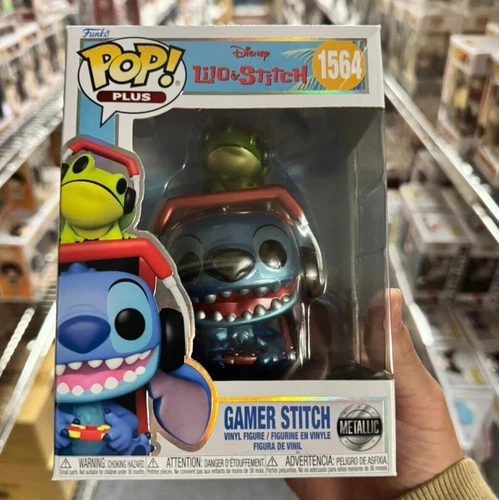 Funko Pop! Plus: Lilo & Stitch - Gamer Stitch (Metallic) Vinyl Figure with case