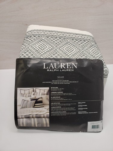 Ralph Lauren Taylor Woven Stripe Cotton 3 Pc. KING Duvet Cover Set $470 - Picture 3 of 4
