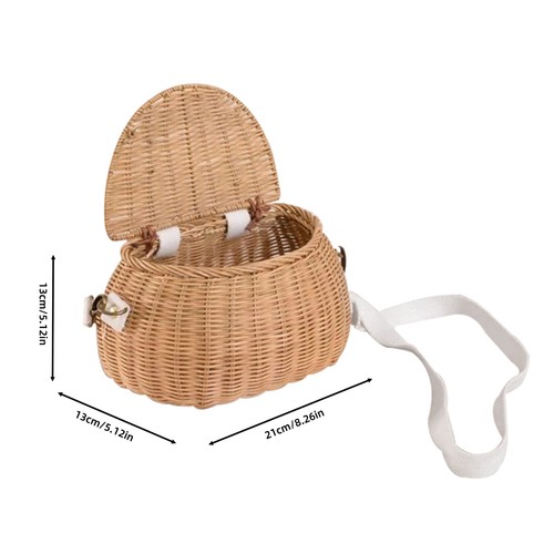 Kid Retro Bike Basket Wicker Woven Bicycle Front Basket Handlebar Storage Basket - Picture 3 of 11