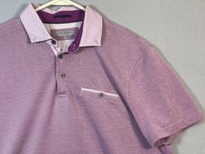 Ted Baker Polo Shirt Mens Large Purple Contrast Collar Modal Short Sleeve Knit