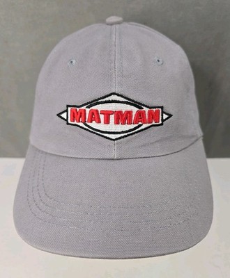Matman wrestling hat gray strap back embroidered spell out relax fit dad cap