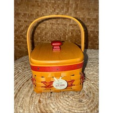 Longaberger 2000 Let It Snow Tree Trimming Basket w Lid Tie-On