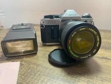 Canon AE-1 Program 35mm Film Camera w/Quantaray CN Auto Zoom Lens and Flash