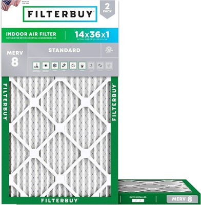 Filterbuy 14x36x1 MERV 8 Air Filter Replacement HVAC Furnace