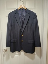 Brooks Brothers SaxXon 1818 Madison 45 R Navy Blue Wool Blazer Gold BB Buttons