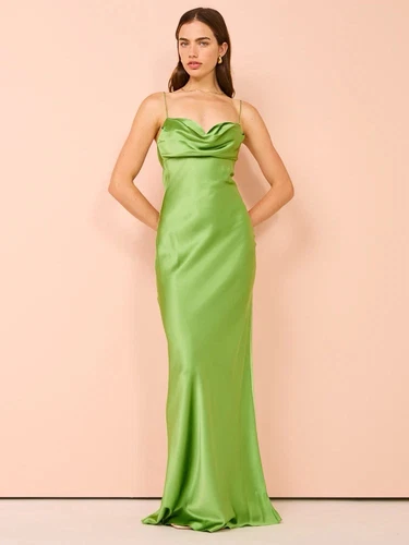 Rachel Gilbert Skye Gown Size 5 (AU 16   US 12) Green 100% Silk RRP $990