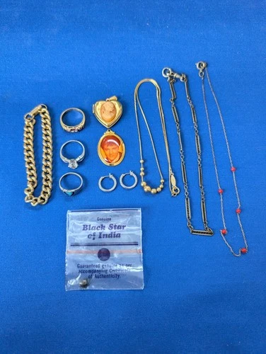 Vintage Junk Drawer Lot Costume Jewelry Napier Necklace Rings Elvis Locket