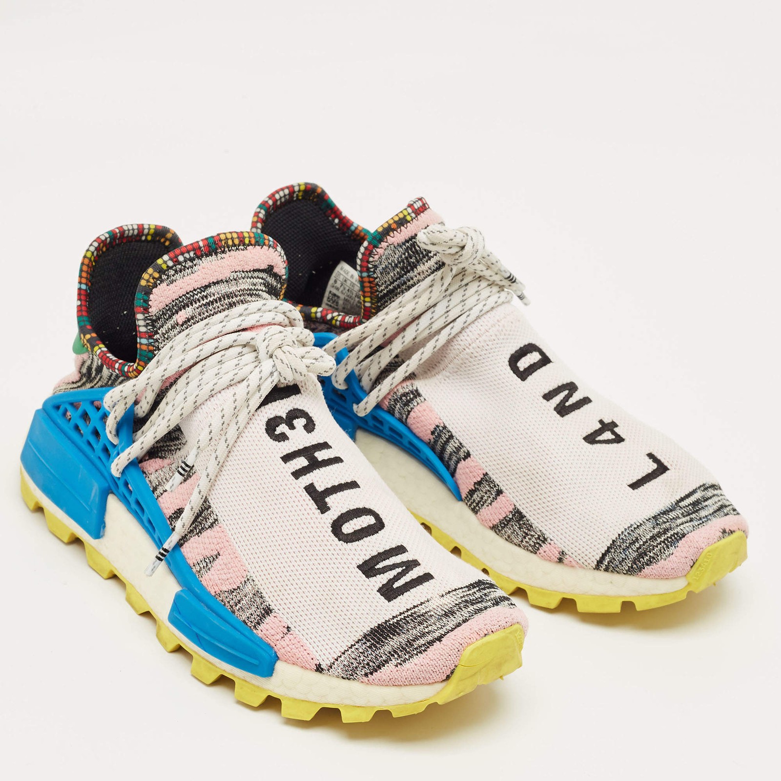 Yeezy x Adidas Multicolor Knit Fabric Solar Hu NMD Lace Up Sneakers Size 41.5 image 4