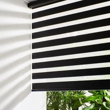 Persilux Cordless Zebra Blinds--34" x 64"--Black--1-Piece--See Description