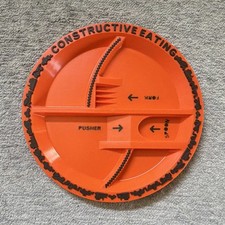 Constructive Eating Kids Divided Plate Orange/Black 8.75"