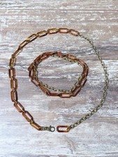 2 1970s Tortoiseshell Plastic Acrylic Chain Link Belt 41  Vintage