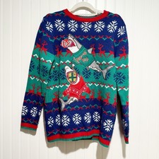 Celebrate Together Shark Christmas Sweater Boys XL