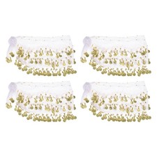 4Pcs Belly Dance Hip Scarf 55 x 9 , Women's Belly Dance Skirt, White