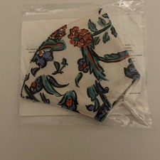 Tory Burch Two Layer Adjustable Face Mask Porcelain Thistle Floral Ivory New