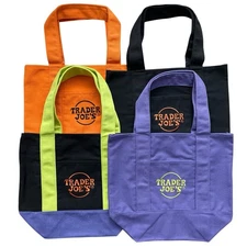 Trader Joes Mini Tote Bag Canvas Halloween Fall Limited Edition SET of 4 NWT