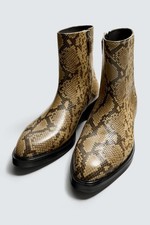 Zara Mens Snakeskin PRINT LEATHER BOOTS 8UK/USA or 42EUR Brown 2052/620/700