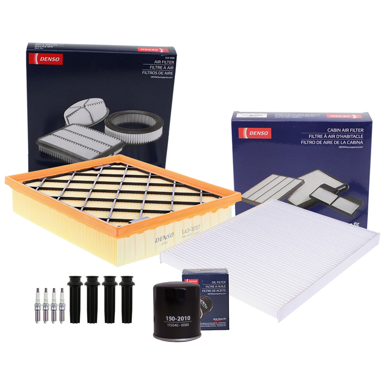 Denso Tune Up Kit NGK 4 Spark Plugs  Boots Kit for Edge Fusion MKZ 2.0 L4 Vin 9