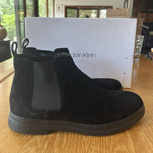 Calvin Klein Rixley Suede Chelsea Boots Black Mens Size 8 M EUC Barely Worn