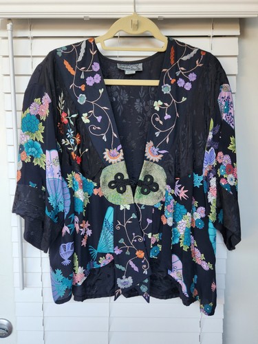 Champagne Collection By All That Glitters Rayon Floral Kimono Jacket Topper O/S - Picture 11 of 21