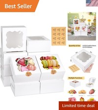 12 Pieces Cookie Boxes with Window, 6 6 3 Inches Treat Boxes for Bakery Desse...