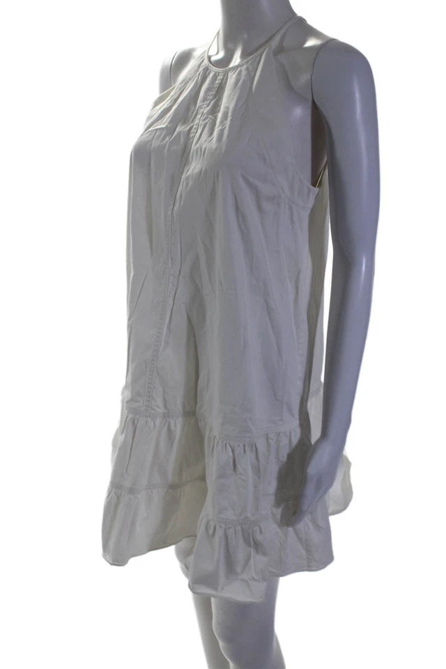 Vestido Pullover Rebecca Taylor Para Mujer Algodón Cuello Redondo Sin Mangas Blanco Talla 2 Foto 2 de 4