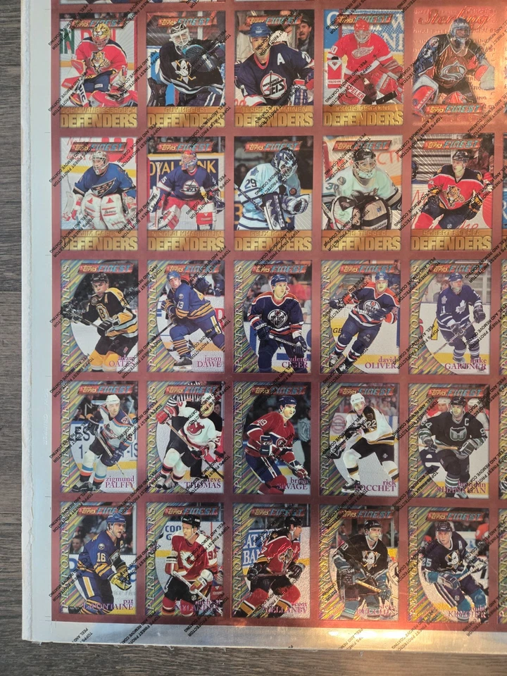 1996-97 Topps Finest Hockey Hoja Sin Cortar • Estrellas Salón de la Fama Gretzky Lemieux Jagr Brodeur Foto 3 de 4