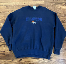 Vintage 90s Lee Sport Denver Broncos Pullover Mens XL Navy Blue Sweatshirt NFL