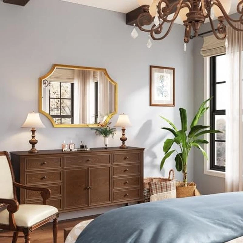 Beveled Scalloped Decorative Wall Mirror Bathroom Living Room Bedroom Entryway - Image 4 of 4