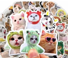 50 PCS Random Funny Cats Meme Stickers For Journaling Water Bottle Laptop Phone