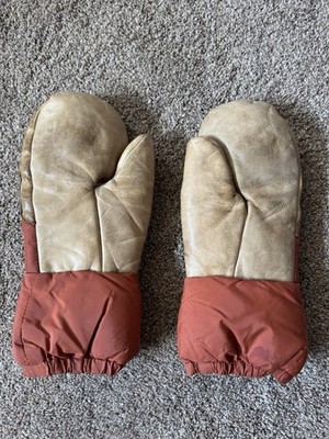 Vintage FROSTLINE USA GOOSE DOWN GENUINE LEATHER MITTENS Gloves Size Large