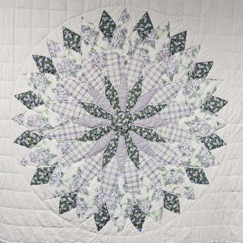 Quilt Handarbeit 86x102 Vintage Decke Tagesdecke California King Lila Grün - Bild 2 von 16