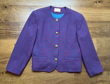 VTG Pendleton Blazer Womens Size 10 Houndstooth Pure Virgin Wool Gold Buttons