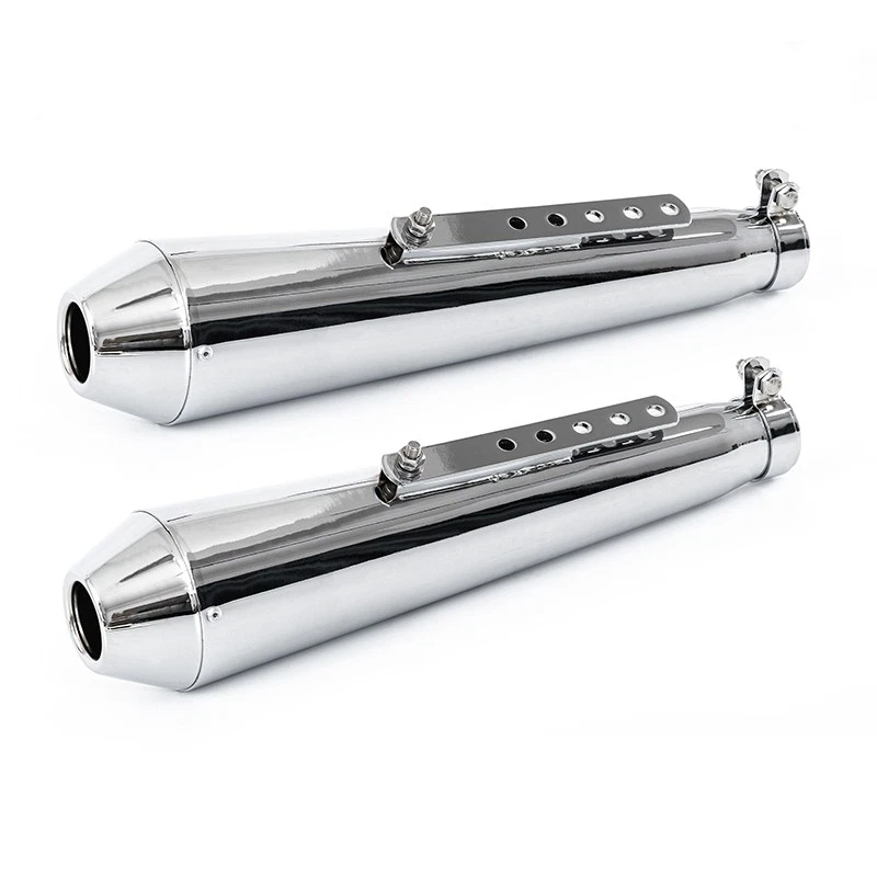 17.6 " inch Megaphone Exhaust Muffler Tube Pipe For Chopper Bobber Custom Chrome - Image 4 of 4