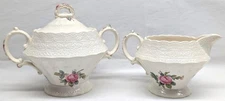 Spode's Jewel Billingsley Rose Covered Sugar & Creamer Set Copeland 1926