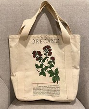 Oregano Garden Herb Plant Illustration Canvas Tote Reusable Shopper Book Bag