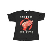 Vintage 1993 Detroit Red Wings Starter Shirt Mens Large Black NHL Single Stitch