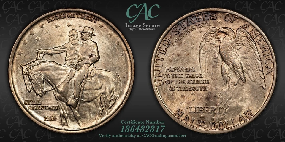 1925 Stone Mountain Silver Half Dollar Commemorative - CAC MS-63 - Image 4 of 4
