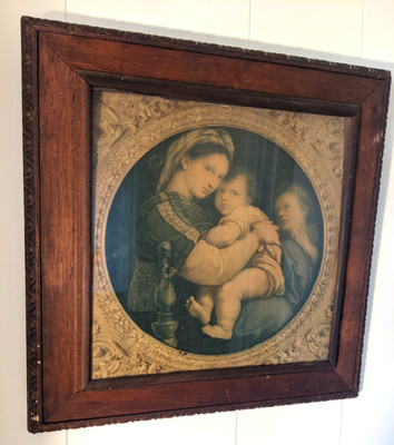 Framed Antique Reproduction of Raphael s Madonna della Seggiola 16 x16 
