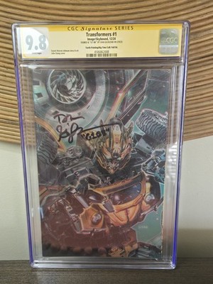 RARE TRANSFORMERS #1 CGC SS 9.8 SIGNED DAN GILVEZAN 10th PRINTING 1 IN POP. FOIL
