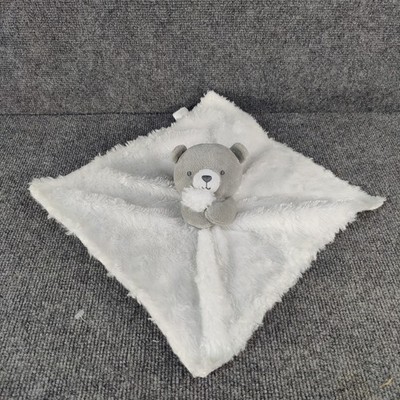 Carters Just One You Gray Bear Security Blanket White Cloud Back Lovey Curly Fur