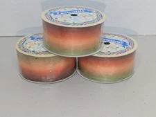 Vintage Leewards 1" x 9ft Each Green Orange Ombre Wire Edge Ribbon Lot Of 3